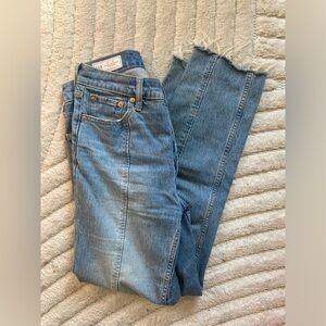 GAP High Rise Cheeky Straight Jeans with Front Seam and Raw Hem